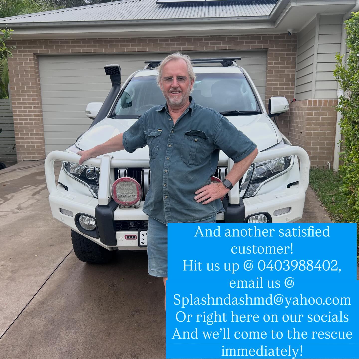 Happy customer with freshly detailed Subaru Outback